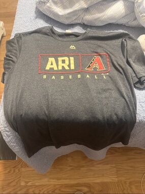 Majestic Gray ARI Baseball Kids Short Sleeve Tee with Red & Yellow Graphics